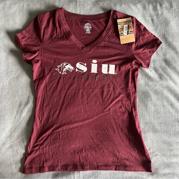 NCAA Southern Illinois Salukis Women's V-Neck T-Shirt Maroon S 4/5 - Picture 1 of 4